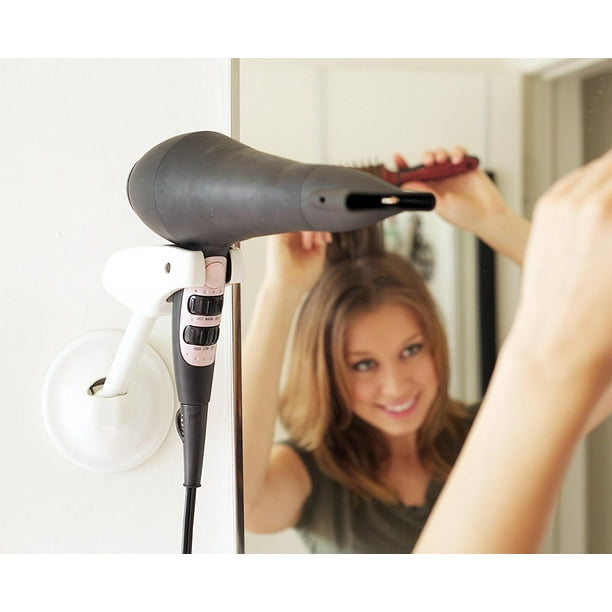 Wall Mounted Hair Dryer Holder - Hands Free Stand Adjusts and Swivels - Wall Mounted Hair Dryer Holder - Hands Free Stand Adjusts and Swivels -