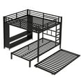 thumbnail image 6 of Bed Frame Queen over Twin Bunk Bed with Built-in Wardrobe, Metal Bunk Bed with Trundle, Foldable Desk, Ladders, Noise-reduced design, Black,Platform Bed Frame, 6 of 18