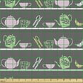 thumbnail image 2 of Food Fabric by the Yard Upholstery, Cartoon Drawn Colorful Tea Coffee Party Equipment Pots and Cups Illustration, Decorative Fabric for DIY and Home Accents, Eggplant Multicolor by Ambesonne, 2 of 5