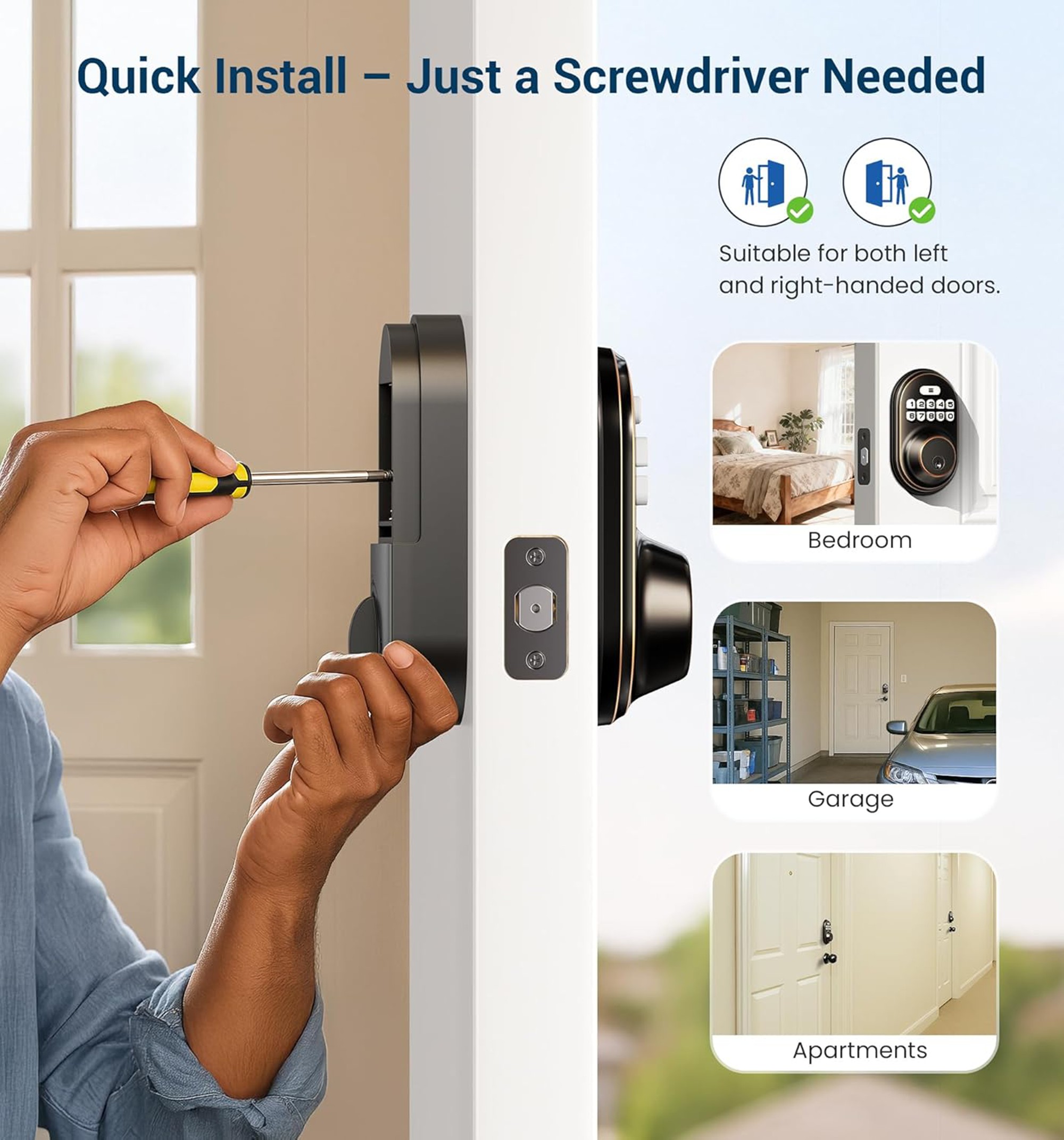 VEISE Keyless Entry Electronic Door Lock, Oil Rubbed Bronze photo 8