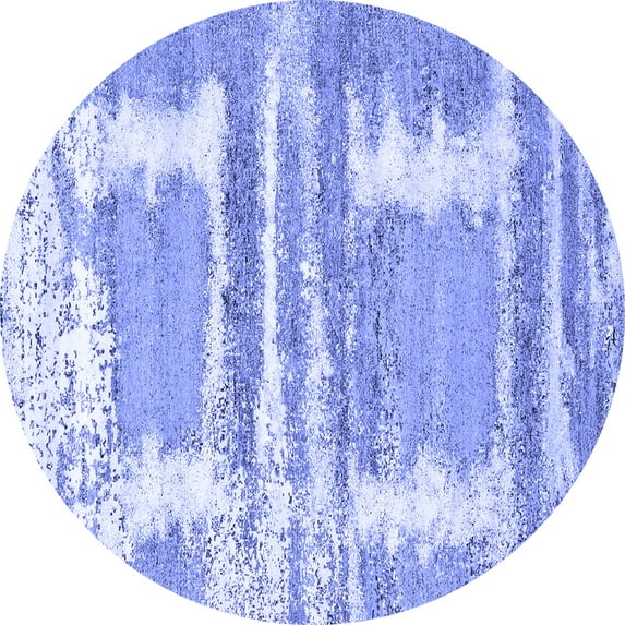 Ahgly Company Machine Washable Indoor Round Oriental Blue Industrial Area Rugs, 3' Round