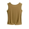 thumbnail image 5 of HVOBTTY Women's Summer Plus Size Fashion Solid Color Sleeveless Round Neck Slim Soft Lightweight Versatile Daily Basic Comfy Beach Tank Top Yellow, XXL, 5 of 5