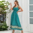 thumbnail image 4 of Vestido de tirantes con estampado floral de algodón y rayón verde bohemio de TEELYNN para mujer, vestido largo sin mangas de verano 2023, vestidos fruncidos, 4 of 5