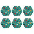 thumbnail image 2 of Pofeuu Cute Hens And Rooster Print Leather Coasters Set of 6, Round Cups Mugs Mat Pad for Home Kitchen Heat Resistant Drink Coasters,Hexagon, 2 of 7