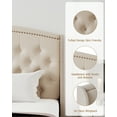 thumbnail image 5 of Homhougo Queen Size Bed Frame, Upholstered Platform Bed with Wingback Headboard and Button Tufted Design, Wood Slat Support, Easy Assembly, No Box Spring Needed,Beige, 5 of 7