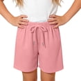 thumbnail image 2 of Mifsaly Kids Girls Ribbed Casual Shorts Drawstring Elastic Waist Summer Shorts Comfortable Lightweight School Play Everyday Wear Clothes, 2 of 5