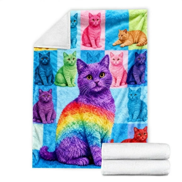 Cozy Cat Themed Soft Flannel Blanket for Bed Couch and Sofa Comfortable Home
