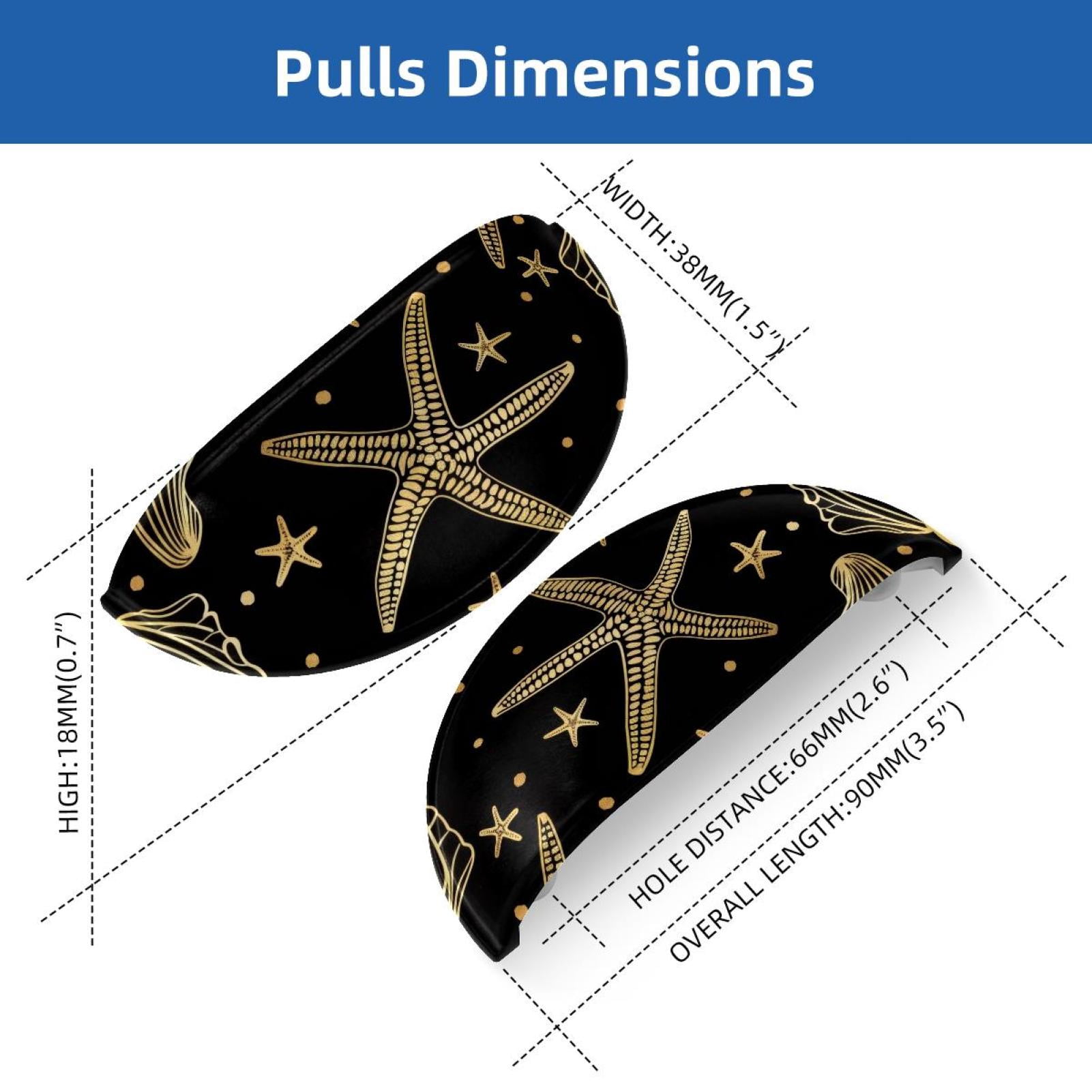 PhooArto 6 Pcs Cup Drawer Pulls, Starfish Shell Golden Silhouette Shell Shape Handles Cabinet Knobs for Dresser Cupboard Closet Wardrobe with Screws
