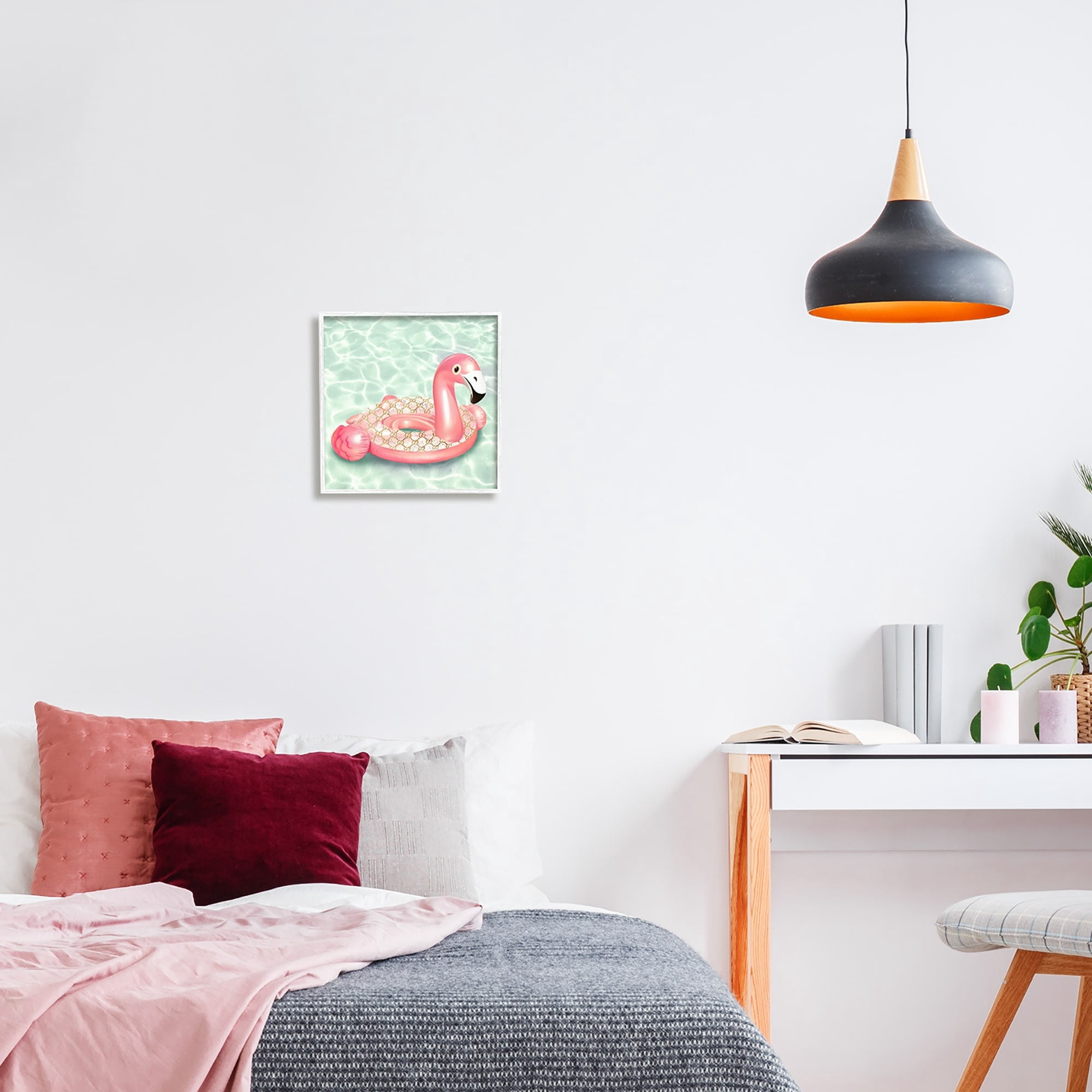 Stupell Industries Summer Pool Float Glam Pattern Fashion Emblem Graphic Art White Framed Art Print Wall Art, Design by Ziwei Li