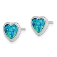 thumbnail image 2 of Sterling Silver Rhodium-plated Synthetic Opal Polished Heart Post Earrings, 2 of 3