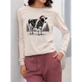 thumbnail image 2 of Festive Christmas Cow Lights Women's Long Sleeve, 2 of 4