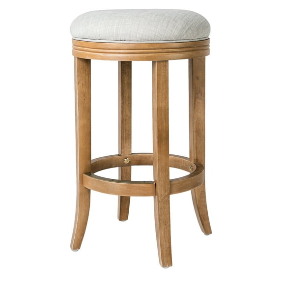 Open Box Maven Lane Eva Round Backless Swivel Stool, Weathered Oak, Bar Height