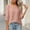 Pink, variant on Women Round Neck Blouses and Shirts 3/4 Sleeve Solid Back Hollow Out Slouchy Loose Cut Casual Daily Top For Fall Fashion Tops
