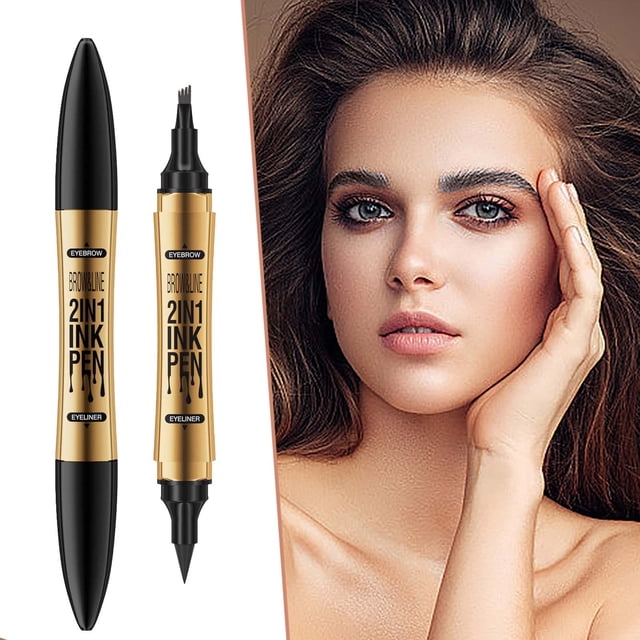 Lápiz de cejas de doble punta, dos en uno, de cuatro puntas, delineador de ojos, lápiz de cejas bifurcado, 1 ml + 1 ml.