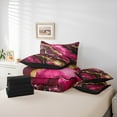 thumbnail image 6 of Manfei Marble Texture Road 7-Piece Bedding Comforter Set,Pink Black Gold King Bedding Sets,Modern Fluid Art Bed Sheets For Girl,Microfiber Room Decoration Reversible, 6 of 8