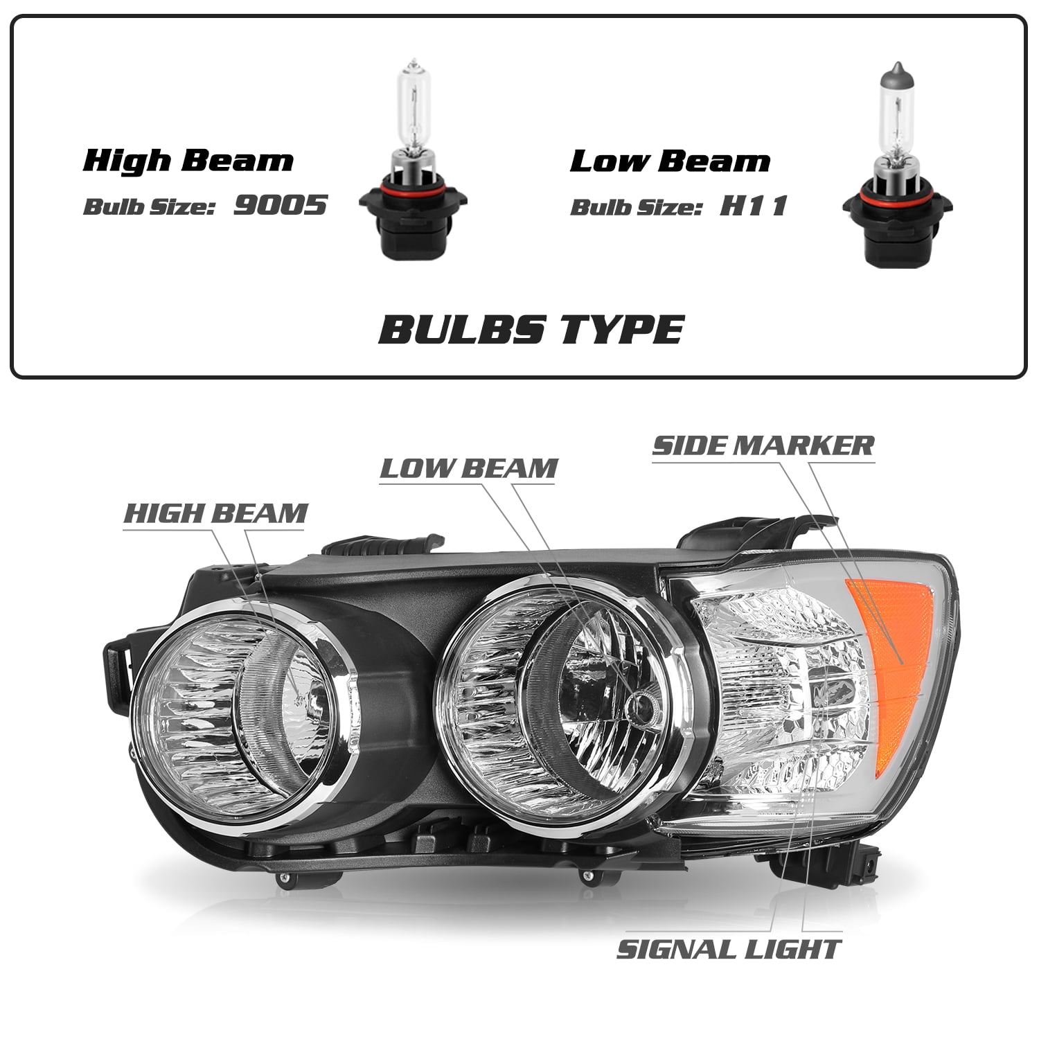 Headlight For 2012 2013 2014 2015 2016 Chevrolet Sonic Halogen Headlamp Assembly