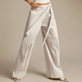 thumbnail image 6 of KLHDSF Pants For Women Solid Casual Drapey Pants with Sash Tie Waist Loose Fit Work Trousers Beige L, 6 of 8