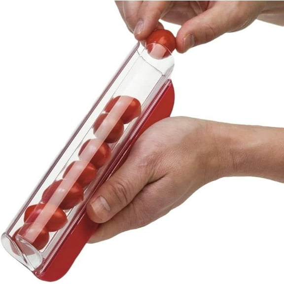 Wzw Multi-Purpose Salad Grape Slicer - Tomato, Cherry, Fruit Slicer Tool for Quick and Easy Slicing (Red)