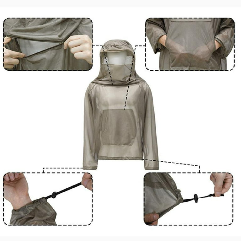 Miluxas Mosquito Net Suit Camo Hunting Mesh Suit Bug Net Clothing