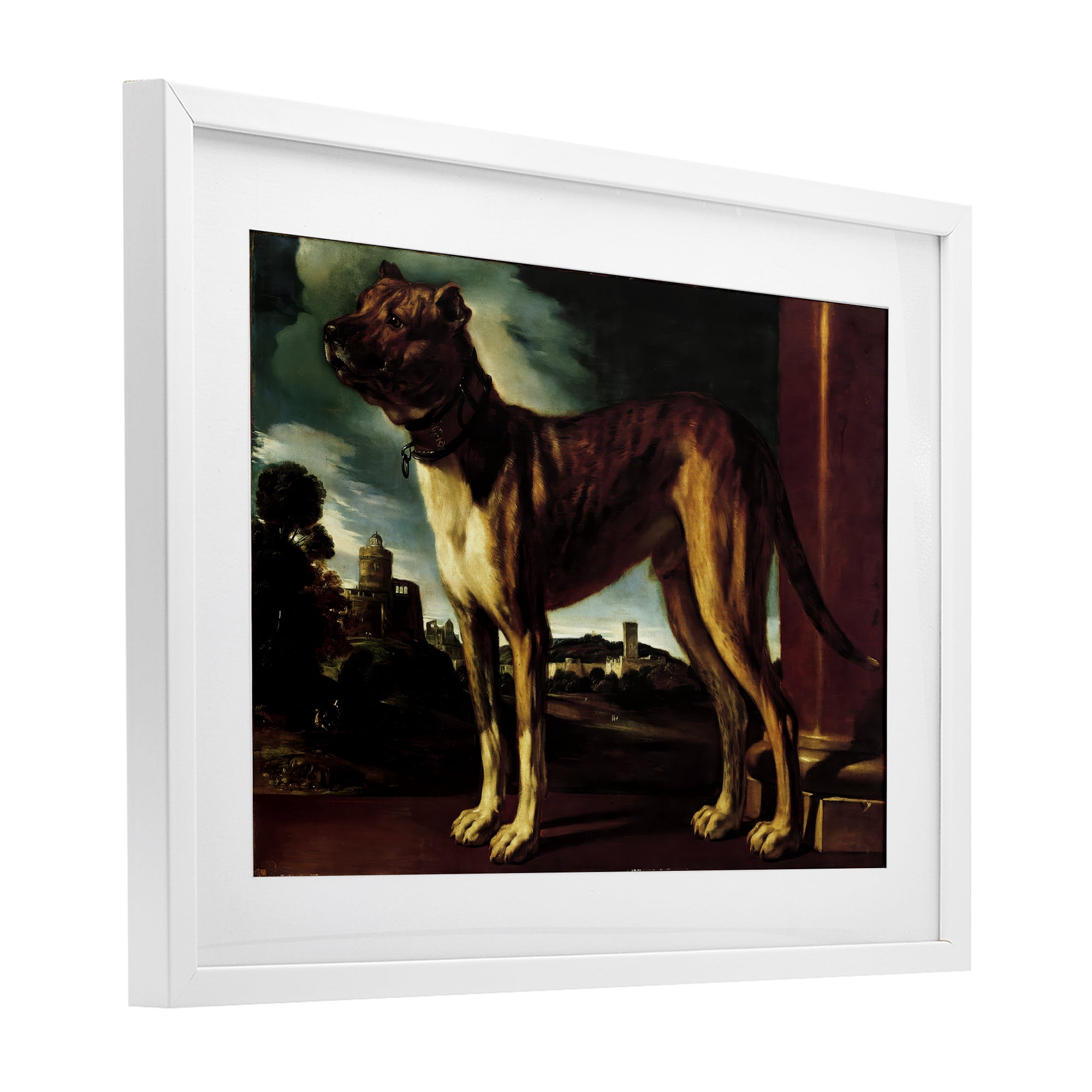 Stupell Industries Historical Aldrovani Dog White Framed Print Under Glass, design by Lil' Rue