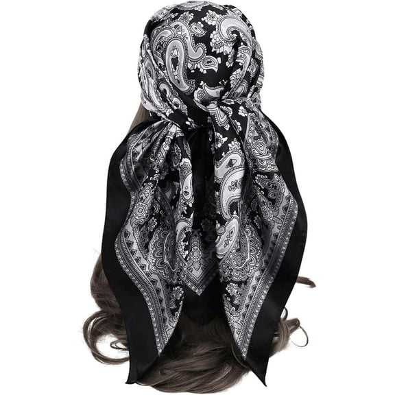 LinYooLi Women's Paisley Print Headscarf Square Hair Scarf Silk Satin Bandana