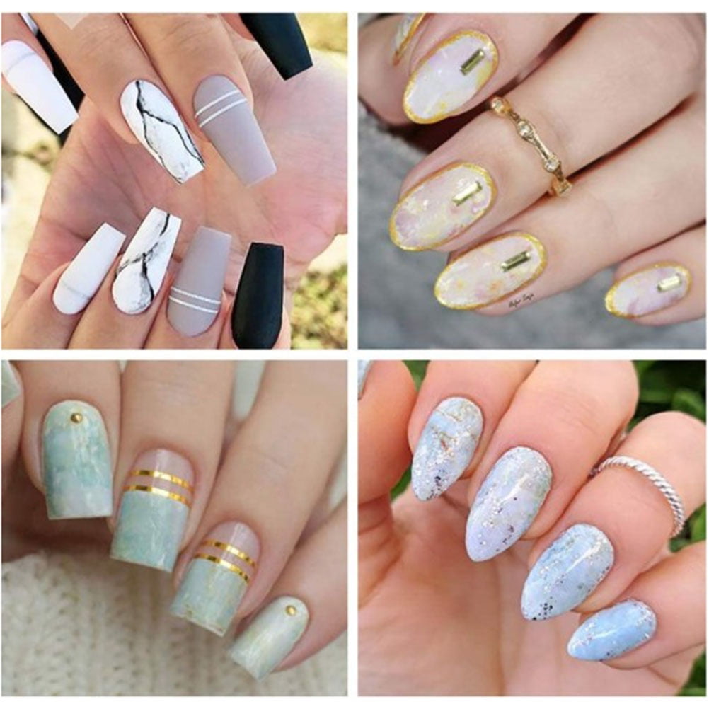 DIYOO Marble Nail Foil Transfer Sticker Nail Art Stickers Tips Wraps Foil  Transfer Adhesive Glitters Acrylic DIY Nail Decoration - Walmart.com