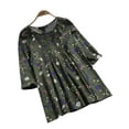 thumbnail image 1 of JustVH Women Cotton Linen 3/4 Sleeve Floral Ruch Pullover Shirt Blouses, 1 of 3