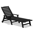 thumbnail image 3 of FUNDAZE Adjustable Wheeled HDPE Plastic Outdoor Patio Lounge Chair W/ Cup Holder,78.3"x25.1"x16.3", Black, 3 of 9