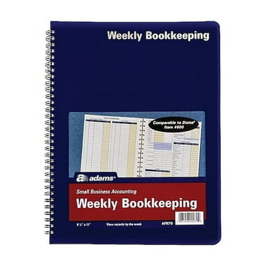 Adams® Weekly Bookkeeping Book, 8 1/2" x 11", Blue