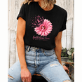 thumbnail image 4 of Godmerch Women's Faith Hope Love Breast Cancer Awareness Christian Pink Ribbon Daisy Floral T-Shirt, 4 of 6
