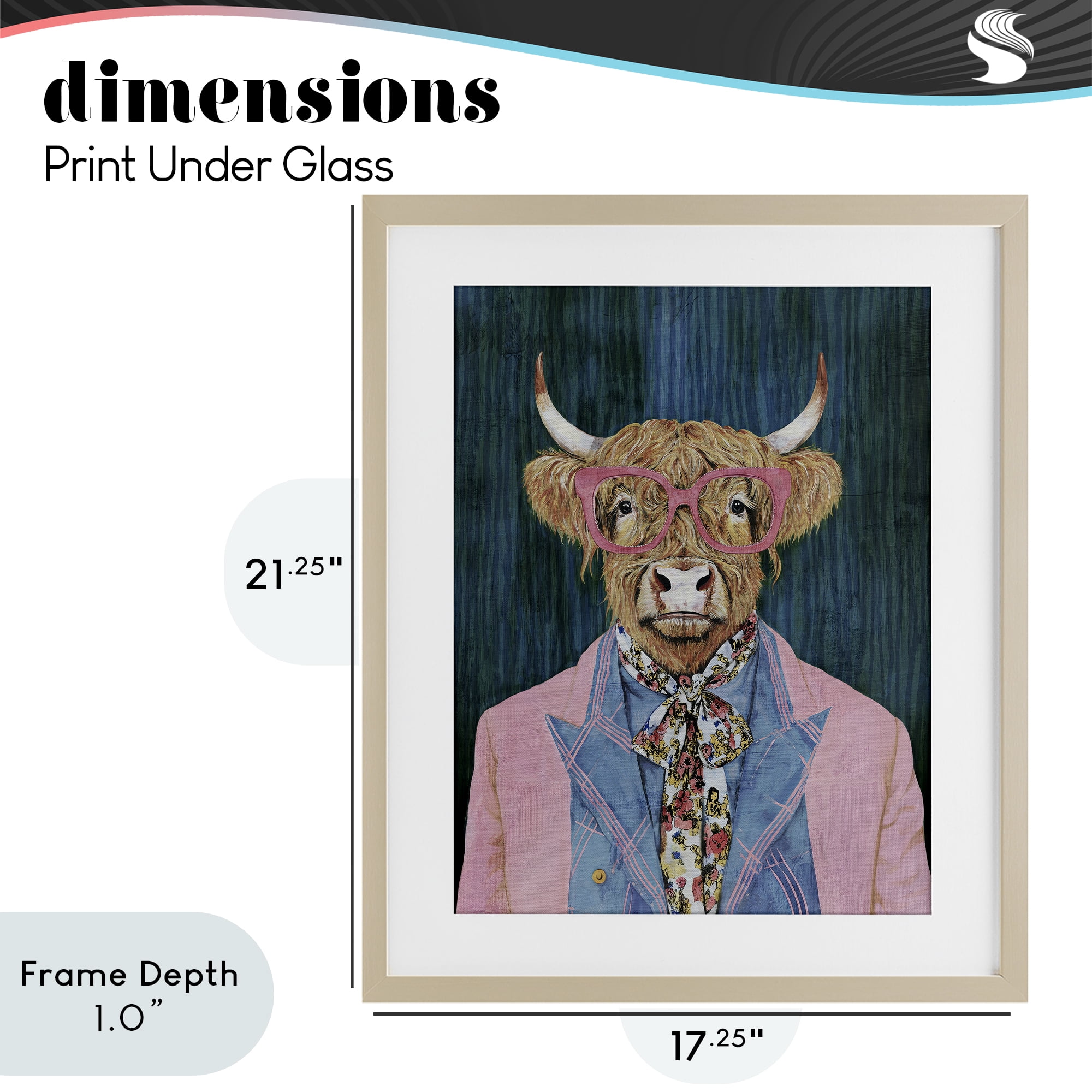 Stupell Industries Gentle Bull Portrait Birch Framed Print Under Glass, design by Svetlana Aleynikova