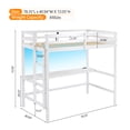 thumbnail image 3 of Zimtown Twin Size Loft Bed Frame with Desk, Wood Bunk Bed with RGB LED for Adults, 2 Charging Station on High Guardrail, White, 3 of 11