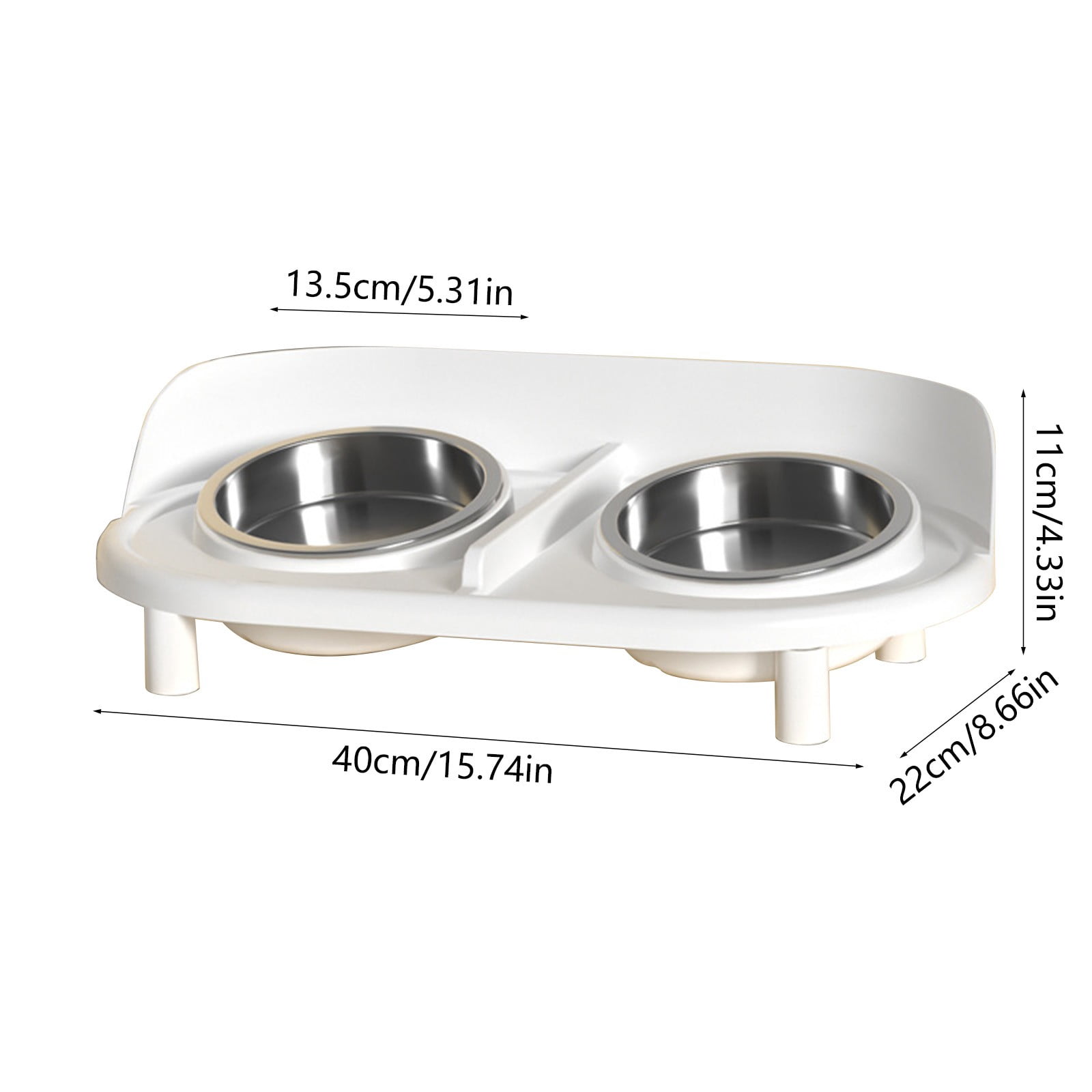 Stainless Steel Double Cat Dog Bowl Set Non Slip Elevated Pet Food Water Bowl Anti Spill Feeding Station Durable Easy Clean Pet Dish Slow Feeding Bowl for Cats Dogs Pets