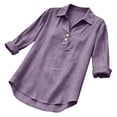 thumbnail image 6 of Womens 3/4 Sleeve Shirts Business Lapel Collared Solid Color Button Down Fashion Tops Dressy Casual Spring Blouses, 6 of 6