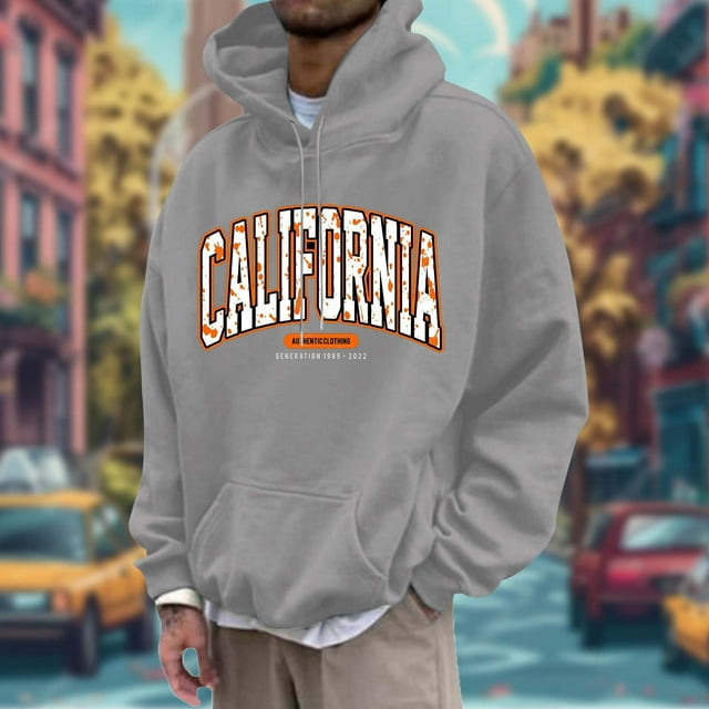 WILLBEST Sudadera Deportiva Informal con Capucha y Estampado De Letras En El Pecho para Hombre, De Manga Larga XXXGrande