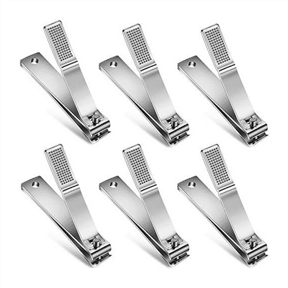 Toenail Clippers Straight Edge Stainless Steel Nail for Men Women Thick Nails, 6PCS