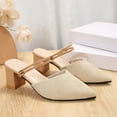 thumbnail image 6 of QNANSPI Women's Wedge Heel Shoes, Summer Casual Footwear for Women, Women Pointed Toe Closed Front Mule Shoes With Low Broad Heel In Solid Color Summer Footwear, 6 of 6
