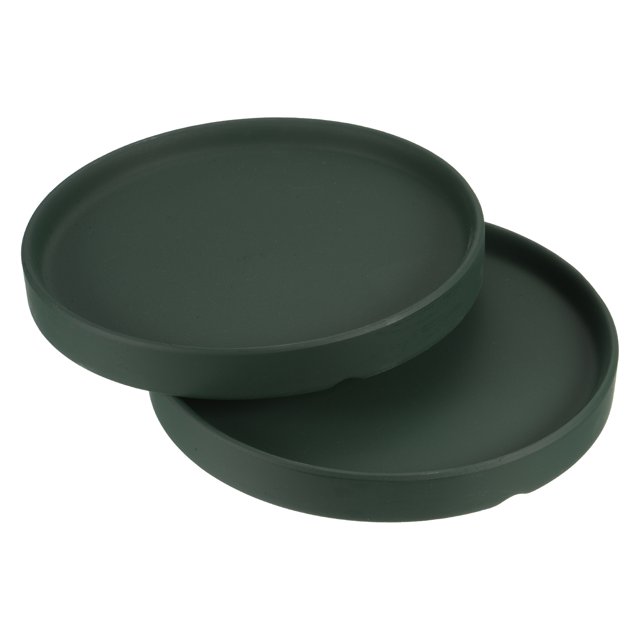 Unique Bargains 6' Ceramic Round Planter Saucer Flower Pot Drip Tray Coaster, Dark Green 2 Pack
