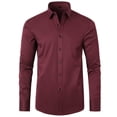 thumbnail image 3 of Blmnix Dress Shirts Mens Shirts Cotton Shirts Guide Tshirts Long Sleeve Red Collared Casual Shirts for Men,XXL, 3 of 4