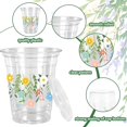 thumbnail image 3 of 50 tazas con tapa de hojas de flores y popotes transparentes pastel de flores silvestres para suministros de fiesta, 3 of 4