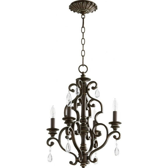 Quorum Lighting San Miguel 4-Light Chandelier, Vintage Copper, 16 Width, 25.5 Height