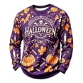 thumbnail image 2 of Halloween Themed Sweatshirt Men Scary Novelty Casual Vintage Long Sleeve Crew Neck T-Shirts Fall Winter Trendy Breathable Comfortable Top Purple XL, 2 of 4
