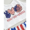 thumbnail image 6 of Bagilaanoe 4th of July Clothes for Toddler Baby Girls Letter Print Sleeveless Crop Tops + Star Stripe Flared Trousers 9M 12M 18M 24M 3T 4T Kids Independence Day Outfits 2pcs Long Pants Set, 6 of 9