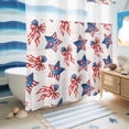 thumbnail image 5 of No Hook Shower Curtain, 250th Anniversary Shower Curtains for Bathroom with See Through Top Window, 4th of July Blue Red Stars Bow Gray Wood Waterproof & Washable Bath Curtain Long 72"x78", 5 of 9