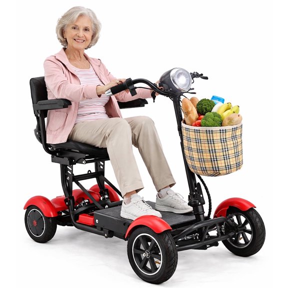 Smooth Ride Medical Mobility Scooter for Elderly and Older Adults with Walking Disability, Matte Red