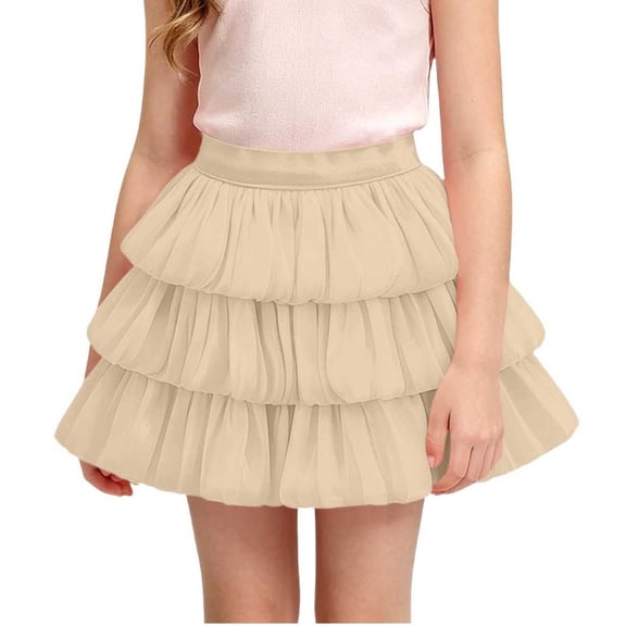 hoksml Girls Back to School Tiered Ruffle Skirt, Elastic Waist Layered Mini Skirt with Built-in Shorts for Kids