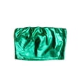 thumbnail image 2 of Metallic Green Tube Top - Shiny Strapless Crop, 2 of 2