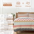 thumbnail image 6 of 3 Piece Boho Duvet Cover Set Queen Size,Microfiber Comforter/Quilt Cover with Corner Ties and 2 Pillowcases,Colorful Striped Ethnic Modern Geometric Abstract Art Soft Bedding with Zipper Closure, 6 of 8