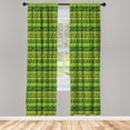 thumbnail image 3 of Ambesonne Mexican Print Curtains, Oriental Hand Drawn, Pair of 28"x84", Yellow Hunter Green, 3 of 5