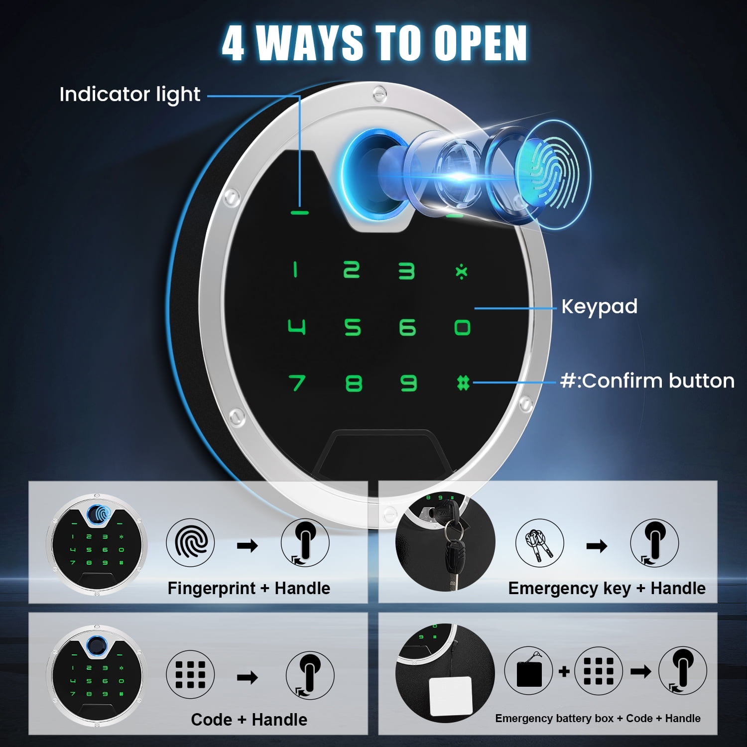 Omethey 4-5 Fireproof Gun Safes, Quick Access Fingerprint